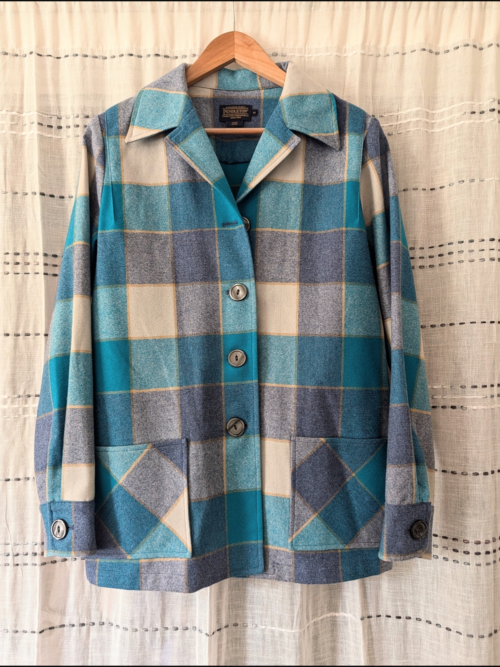 Pendleton Vintage 49er women's wool Jacket Blazer Blue Plaid, Like New